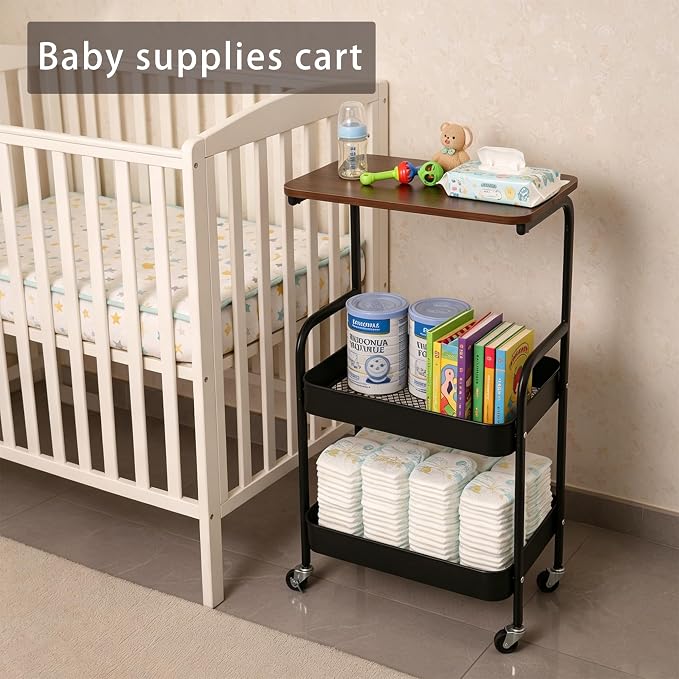 3-Tier Metal Rolling Utility Cart - Image 10