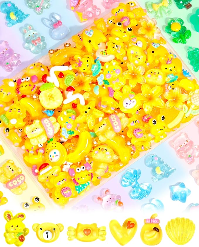 FIVEIZERO 100PCS Cute Slime Charms, Kawaii Flatback Resin Charms | 50+ Unique by FIVEIZERO