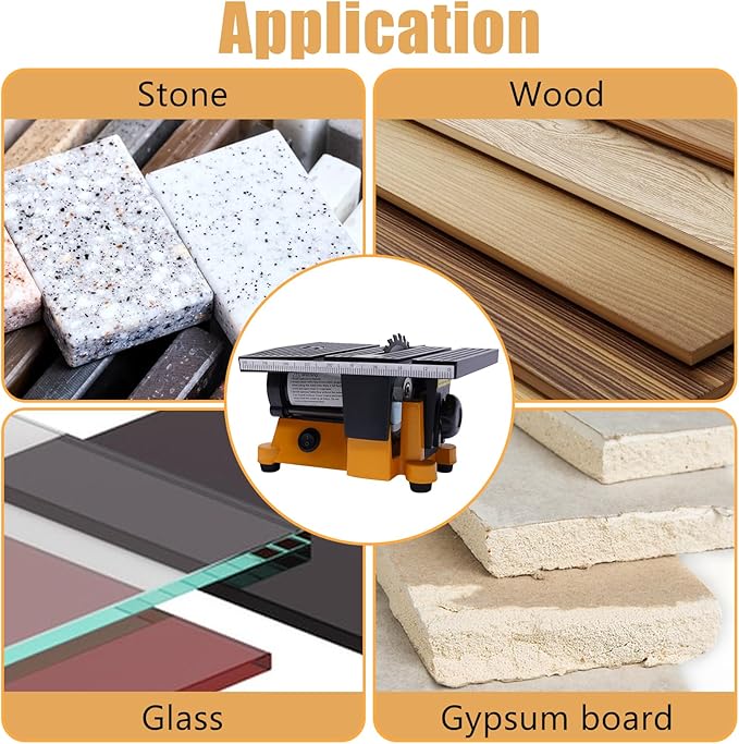 Mini Portable Table Saw, Miter Table Saw Bench Electric Cutting Machine Multifunctional Desktop Saws with 3 Blades for DIY Handmade Wooden Model Crafts, Metal, Ceramic Tile, Glass