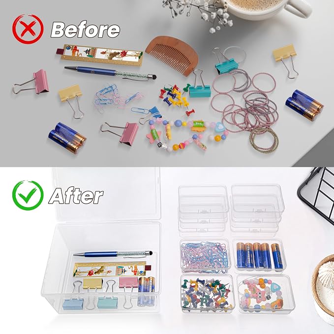 zoeynex Medium Plastic Organizer Boxes, 12 Clear Containers - Image 5