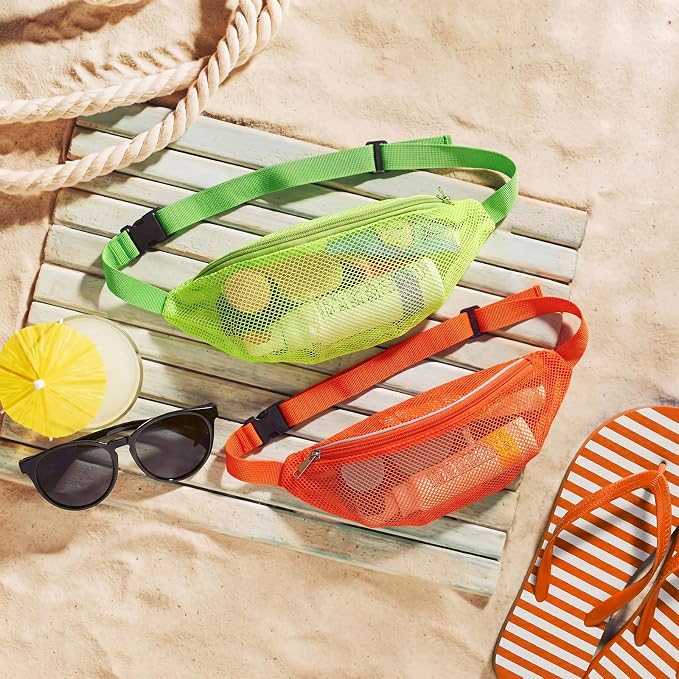 Hsei 2 Pcs Mesh Shell Bags for Beach Shelling Seashell Collecting Fanny Pack - Image 6