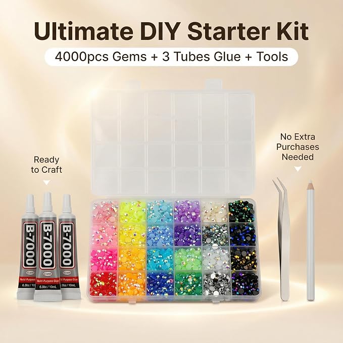 4000Pcs 6mm Rhinestones Gems for Bedazzling Bedazzled Crafting, Rainbow - Image 2