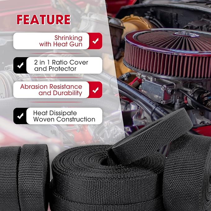 2 in 1 Heat Shrink Braided Sleeving Fabric Tubing-Ideal fit Irregular Shape Hose/Cable/Wire (1/2"(12mm), 45FT)