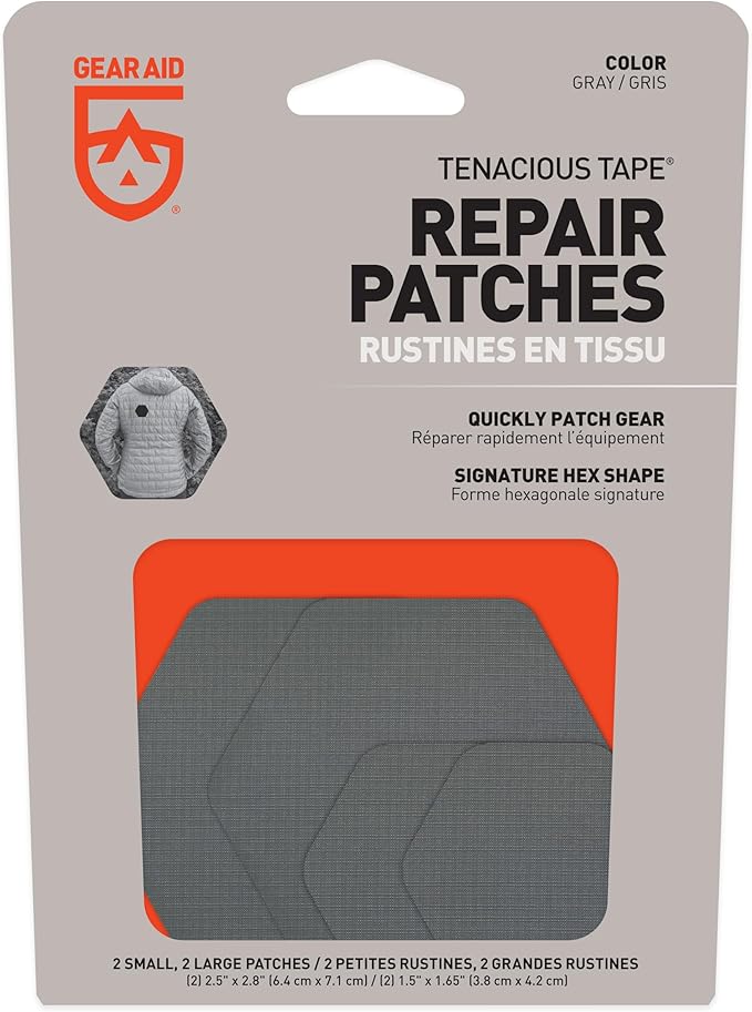 GEAR AID Tenacious Tape Hex 2.5” and 1.5” Repair Patches, Peel-and-Stick to Fix Holes and Burns in Down Jackets, Rain Gear, Tents, Tarps and More