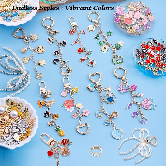 Wurosi 544Pcs Charms Lip Gloss Keychain Making Kit, Bag Charm Kits - Image 7