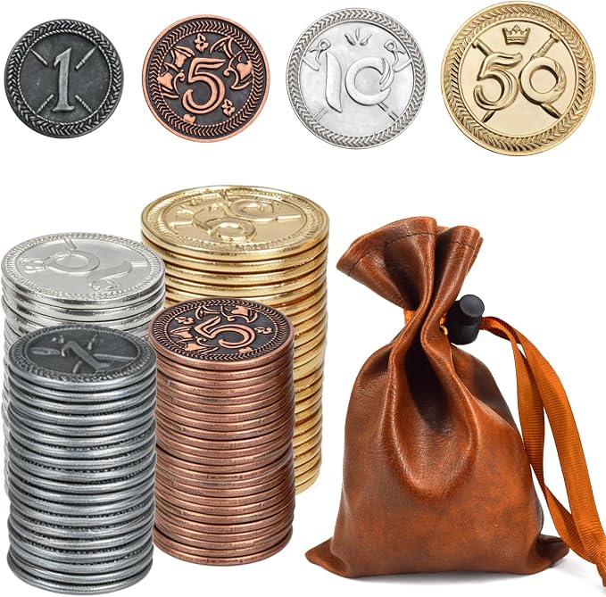 Metal Coin Set with Leather Organizer by Unknown