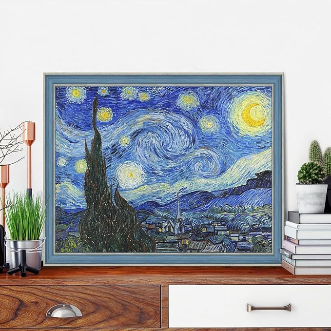 4 Pack Starry Night of Van Gogh Stamped Cross Stitch Kits - Image 2