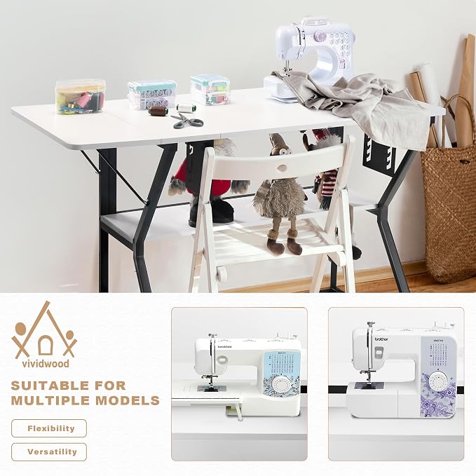 Vividwood Sewing Table, Large Sewing Machine Table - Image 7