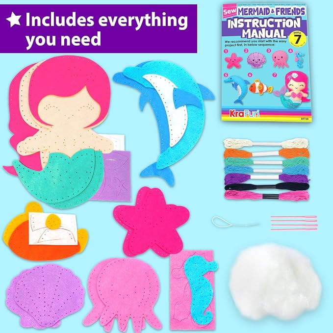 KRAFUN Mermaid Sea Animals Sewing Kit - Image 2