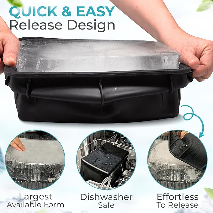 Ice Block Form With Lid Makes 12 Lb. Ice Cube 11" x 7" x 5" Largest Available - Image 3