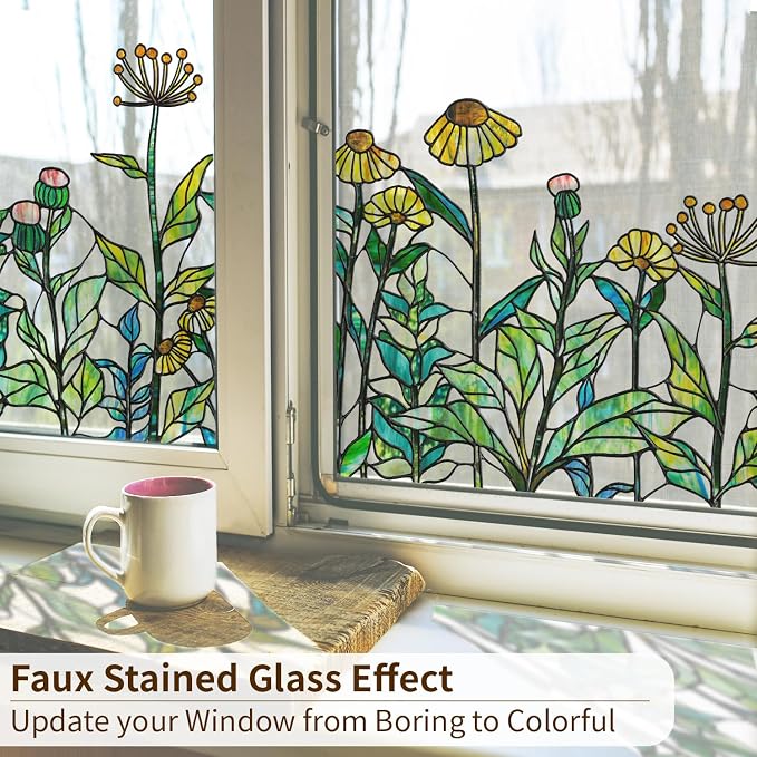 Original Hand Drawn Window Cling Film Stained Glass Border, Double Sided - Image 3