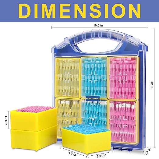 haisstronica 560PCS Heat Shrink Spade Connectors, AWG 22-10 Male Female Wire Spade Terminals, Quick Disconnect Wire Connectors Kit