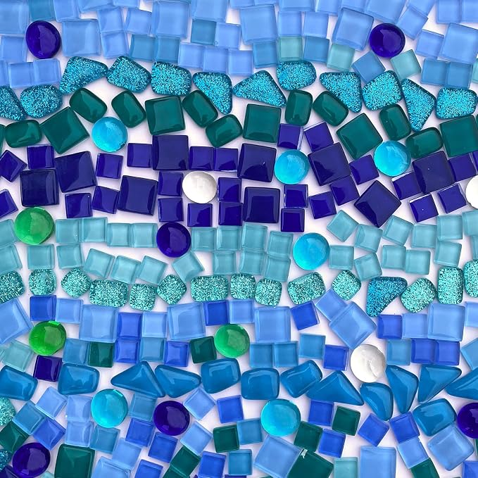 LITMIND 1.1LB Blue Mixed Irregular Crystal Glass Mosaic Tiles by LITMIND