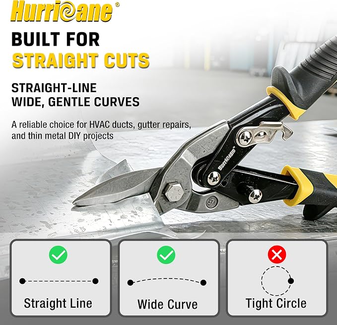 HURRICANE 10 inch Aviation Tin Snips, Straight Cut Metal Shears - Image 6