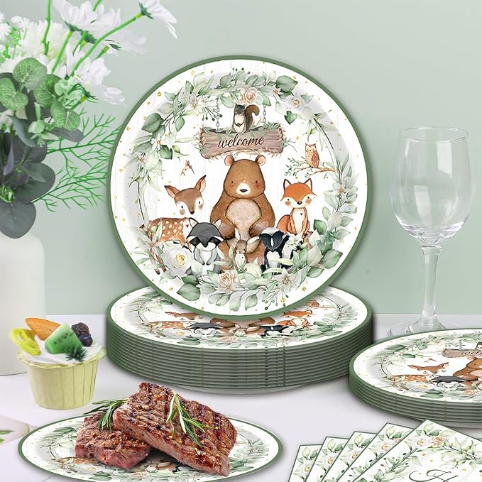 40Pcs Safari Jungle Animal Birthday Decorations Rustic Spring Forest Baby - Image 6