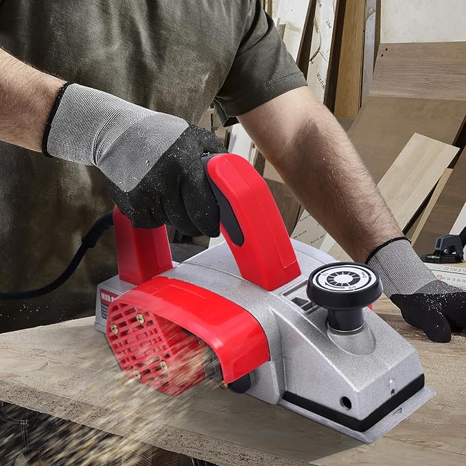 BHTOP Electric Hand Planer, Wood Planer for Woodworking, 3-1/4 Inch Corded Planer with Blades, Edge Guide（8201）