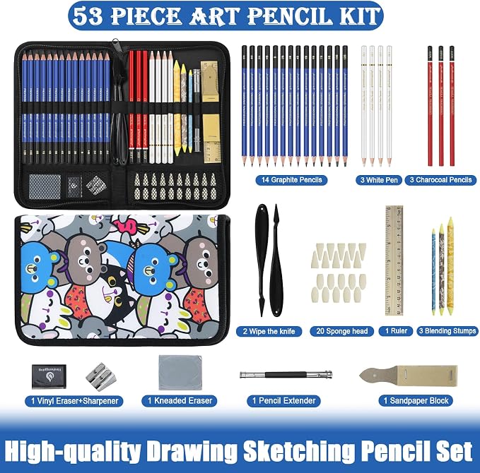 53 Pack Drawing Set Sketch Kit, Sketching Supplies - Image 4