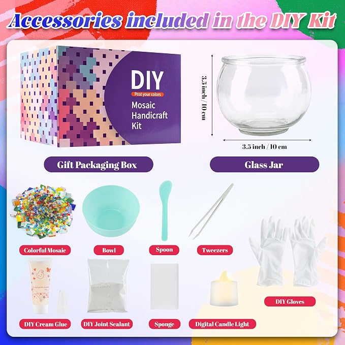 Joyclub DIY Mosaic Candle Holder Kit Mosaic Kits - Image 3
