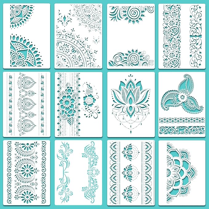 Outus 12 Pcs 8.3 x 11.7 Inch Mandala Stencils by Outus