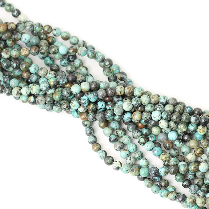 60PCS 6mm Natural African Turquoise Stone Gemstone Round Loose Beads - Image 4