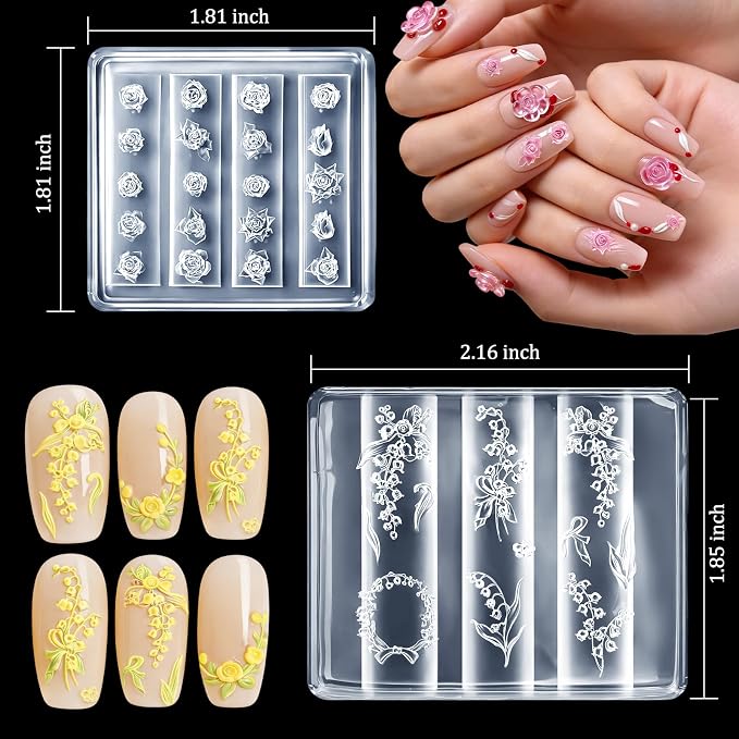 6pcs 3D Flower Silicone Nail Art Molds Kit - Image 4