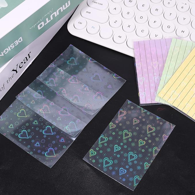 200pcs Love Heart-Shape Photocard Sleeves, 9.1x6.5cm/3.58x2.56in Holographic - Image 6