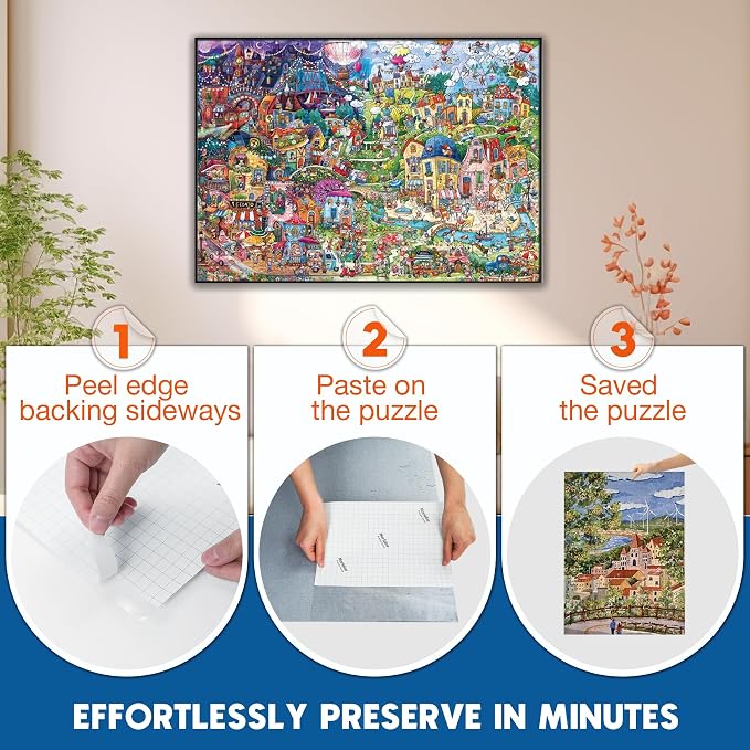 Nariolar Ultra-Adhesion Transparent Puzzle Glue Sheets, 32 Puzzle Saver Sheets - Image 5