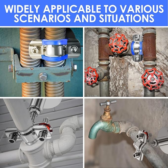 Adjustable Pipe Support Bracket 304 Stainless Steel - Wall Mount Pipe Support Heavy Duty Pipe Bracket Clamp with Screws 2PCS Pipe Strap Clamp for OD Pipe 48-51mm