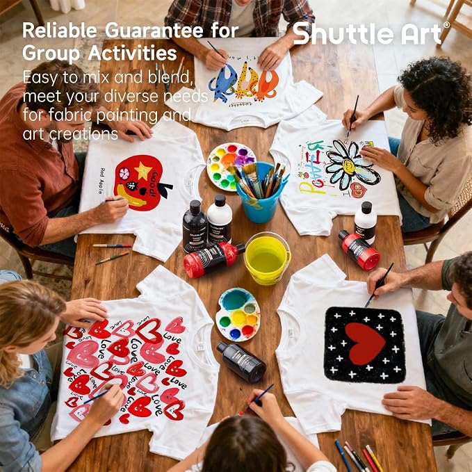 Shuttle Art White Fabric Paint, 16.9 oz Permanent Fabric Paint - Image 7