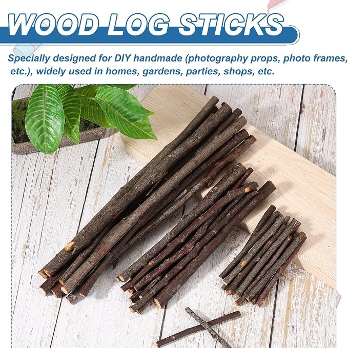 PATIKIL 25 Pcs 12inch Wood Log Sticks, 0.31-0.39inch in Diameter Natural - Image 4