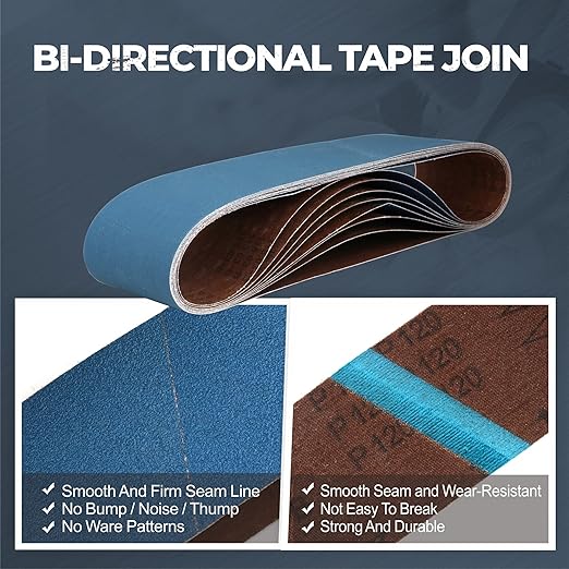 6 x 48 Inch Zirconia Sanding Belts, 8Pcs 2 Each of 40/60/80/120 Assorted Grits, Belt Sander Sanding Belt for Knife Blade Sharpening, Metal Polishing, Derusting, Woodworking