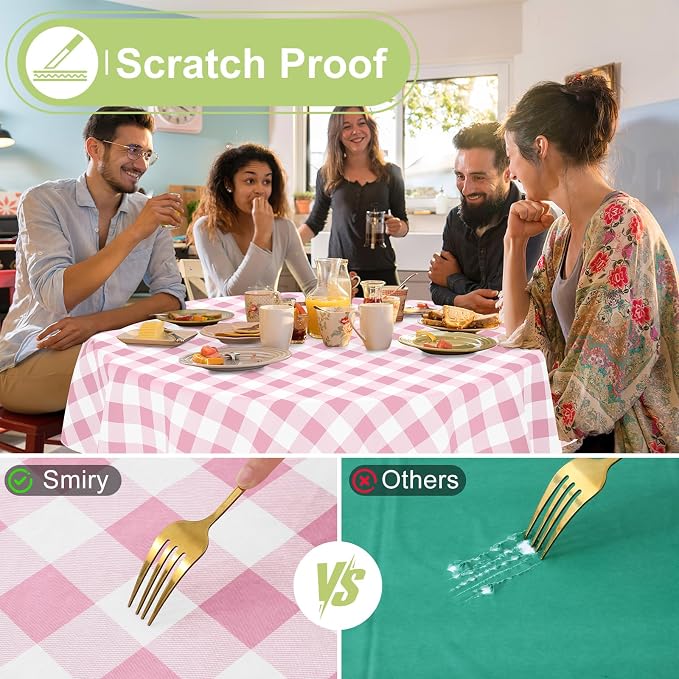 Smiry Plastic Table Cloth, Waterproof Vinyl Tablecloth - Image 5