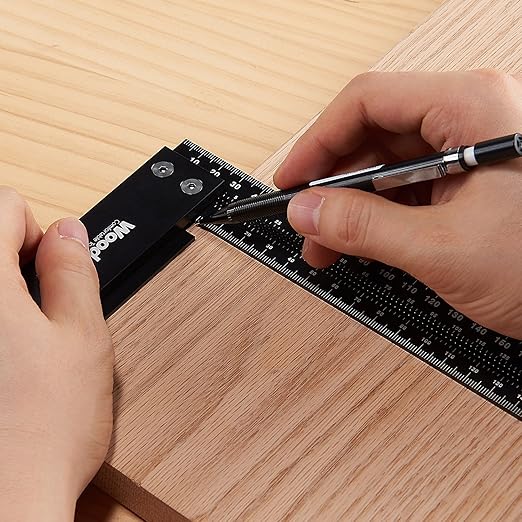 Precision Square Ruler for Measuring and Marking - Aluminum Steel Framing Tool for Professional Carpentry Use (MM Set 100 & 300)