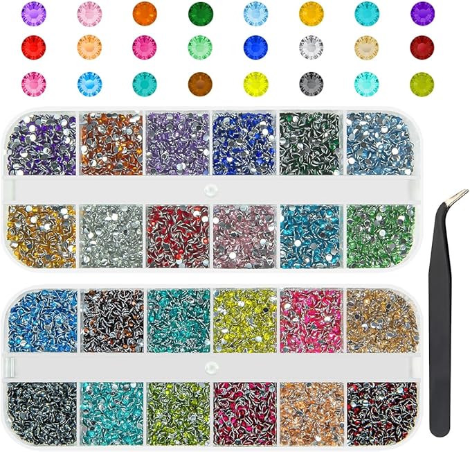 qiipii 24 Color 2mm Small Crystal Resin Rhinestones by qiipii