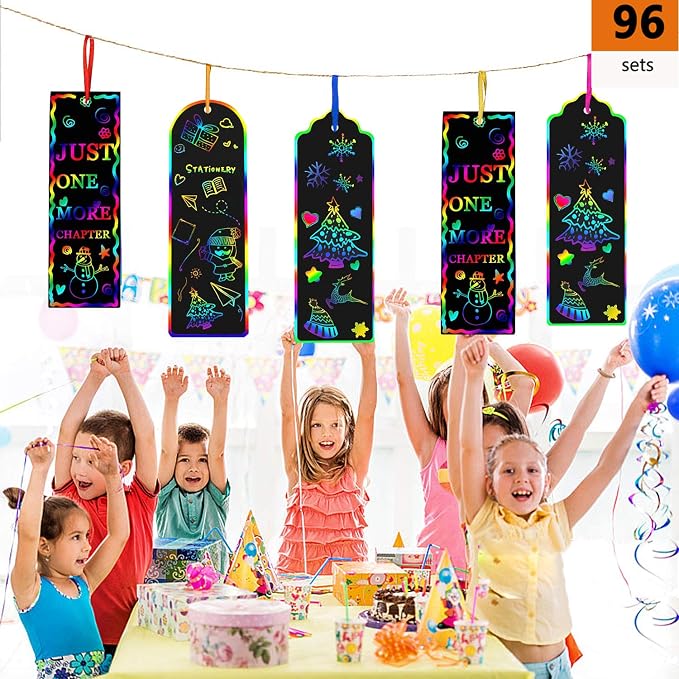 AUGSUN 96 Set Magic Scratch Rainbow Bookmarks Making Kit - Image 7