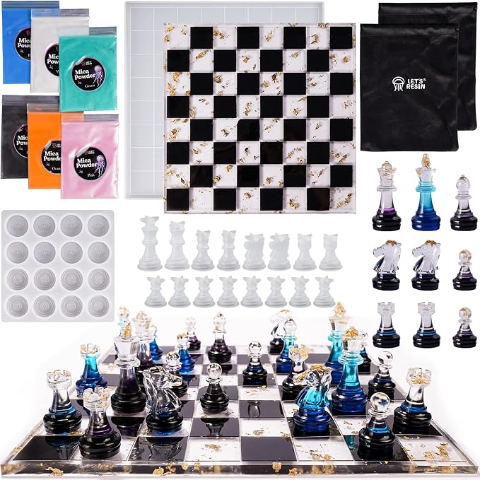 LET'S RESIN Chess Molds for Resin Casting, Upgraded Resin Chess Set Mold by LETSRESIN