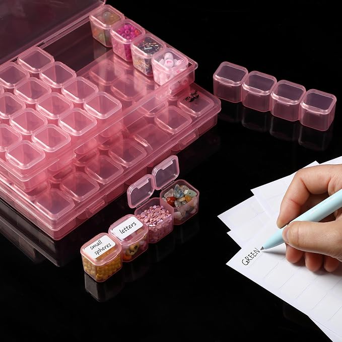 Mr. Pen- Bead Storage Containers, 28 Grids, 2 Pack, Transparent Pink | 160 pcs - Image 6