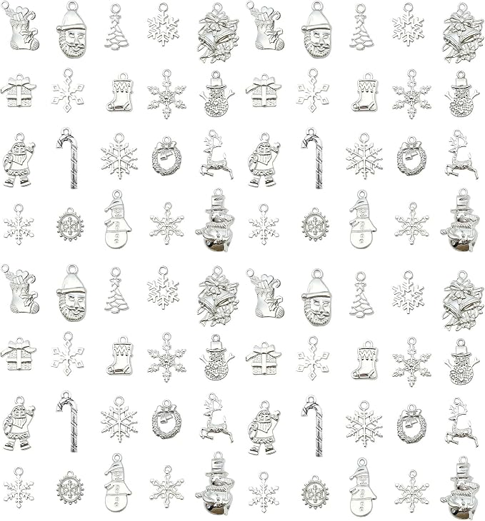 WOCRAFT 60pcs Bright Silver Christmas Bracelet Charms by WOCRAFT