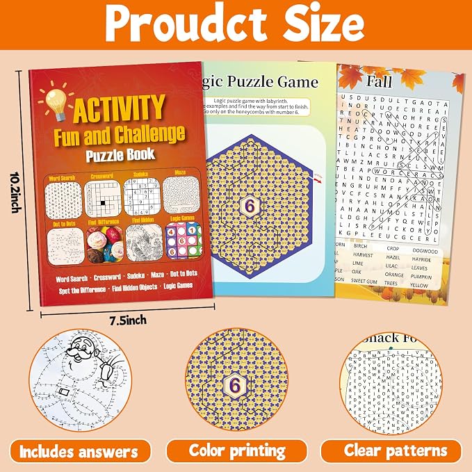 Elfew 4 Pack Activity Book for Adults, 150+ Brain Games, Puzzles Books for - Image 4