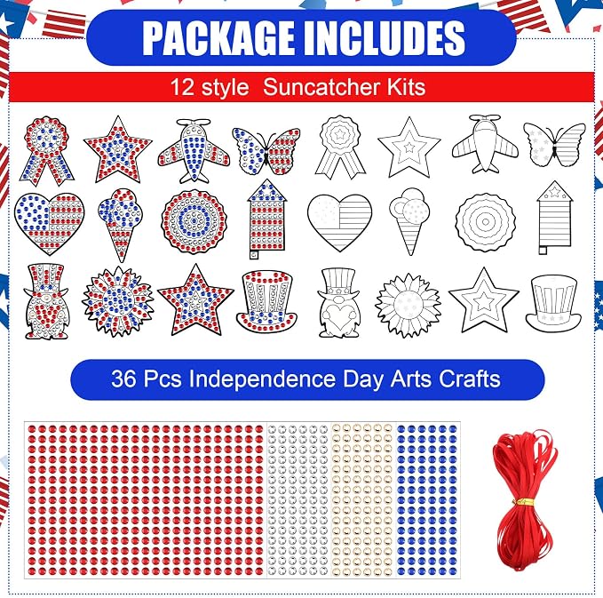 36 Sets 4th of July Patriotic Diamond Painting Crafts Ornaments 250th - Image 4