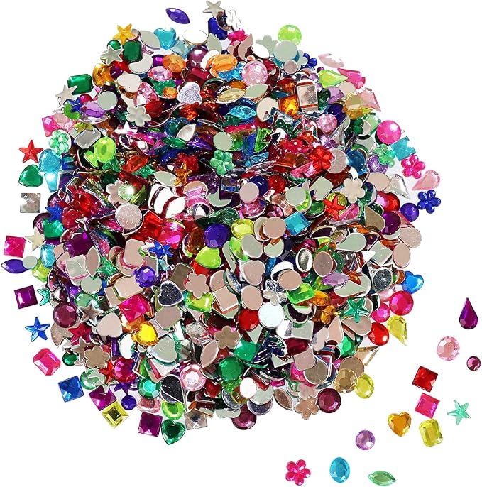 1200 Pcs Acrylic Flatback Rhinestones, 12 Different Shape Gems by KILOW