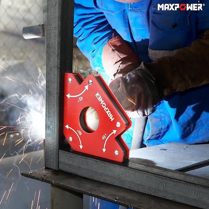 MAXPOWER Welding Magnets, 2-piece Welding Magnet Set, 75 LBS Holding Power Welding Accessories, 45° and 90° Angle Welding Magnet Holder for Welding Work