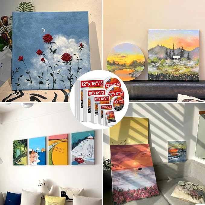 21 Packs Stretched Canvases for Painting, Round Canvas - Image 7