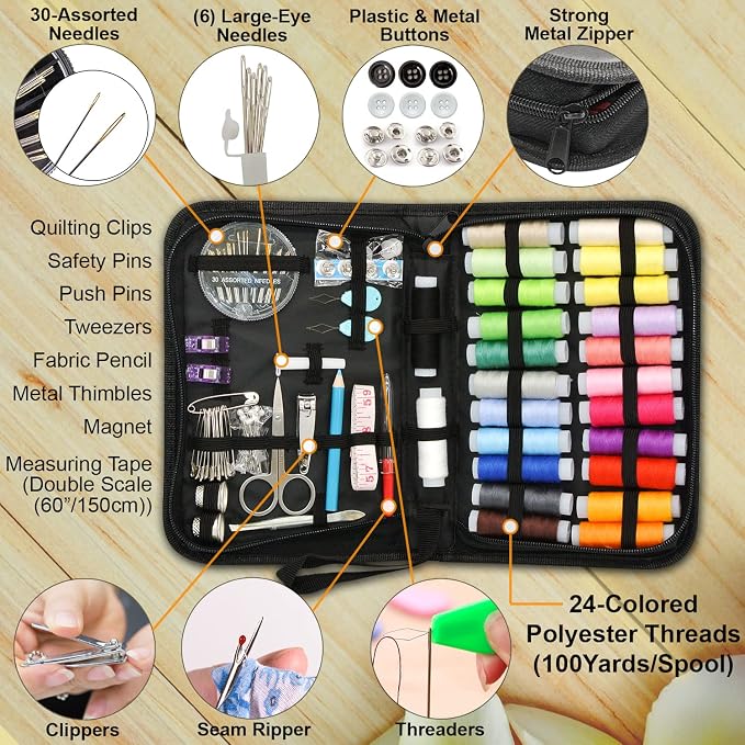 VelloStar Sewing Kit for Adults – Easy to Use Needle and Thread Kit, 24 Color - Image 4