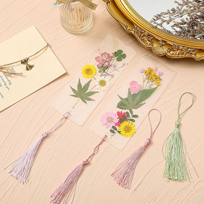 Fuyoooo 376 Pcs Pressed Flowers Bookmark Making Kit, DIY Bookmark Laminating - Image 7