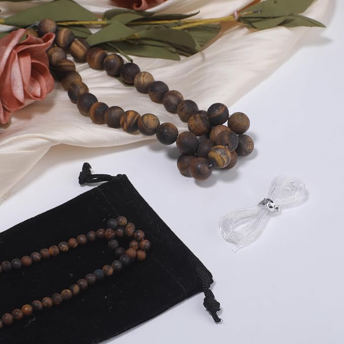 4mm Matte Classic Tiger Eye Bead, 15-Inch Matte Round Loose Stone Beads - Image 2