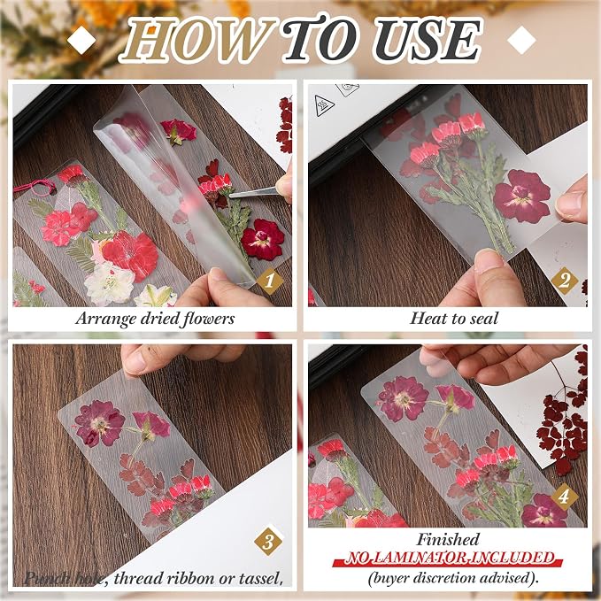 Fuyoooo 376 Pcs Pressed Flowers Bookmark Making Kit, DIY Bookmark Laminating - Image 4