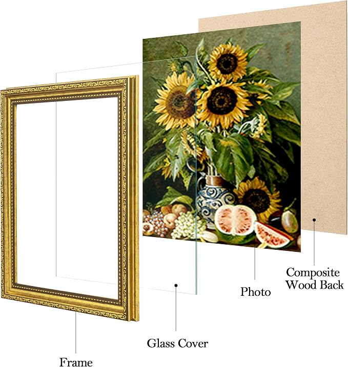 eletecpro 8.5x11 Vintage Picture Frame, Glass Cover, Horizontal or Vertical - Image 2