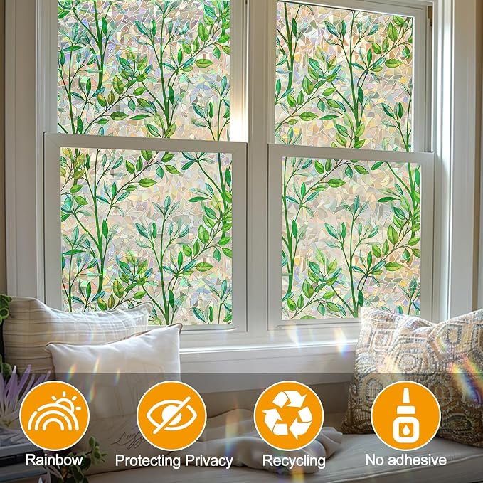 Countewol Window Privacy Film Stain Glass Window Film Rainbow Window Film - Image 6