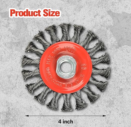 A A IN 8Pack Wire Wheel for Angle Grinder, 4 Inch Twisted Knotted Grinder Wire Wheel Brush with 5/8"-11 Threaded Arbor for Angle Grinder,Carbon Steel Wire Cup Brush for Rust,Corrosion,Paint Removal